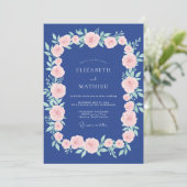 Midnight-Blush-Rosen-Hochzeit Einladung (Stehend Vorderseite)