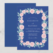 Midnight-Blush-Rosen-Hochzeit Einladung (Vorne/Hinten)