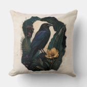 Midnight Botanical Raven Kissen (Vorderseite)
