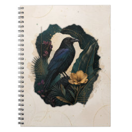 Midnight Botanical Raven Notizblock