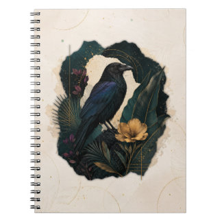 Midnight Botanical Raven Notizblock