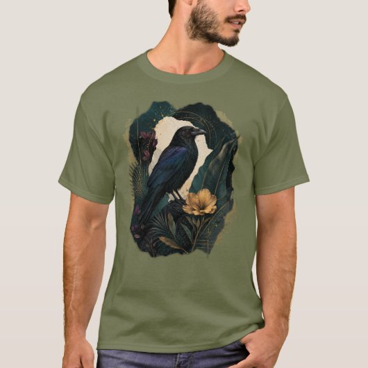 Midnight Botanical Raven T-Shirt (Vorderseite)