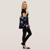 Midnight Butterfly Blue Floral Shoulder Tote Bag Tasche (Am Model)