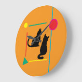 Midnight Cat & Crimson Moon Abstract Wall Clock Große Wanduhr (Winkel)