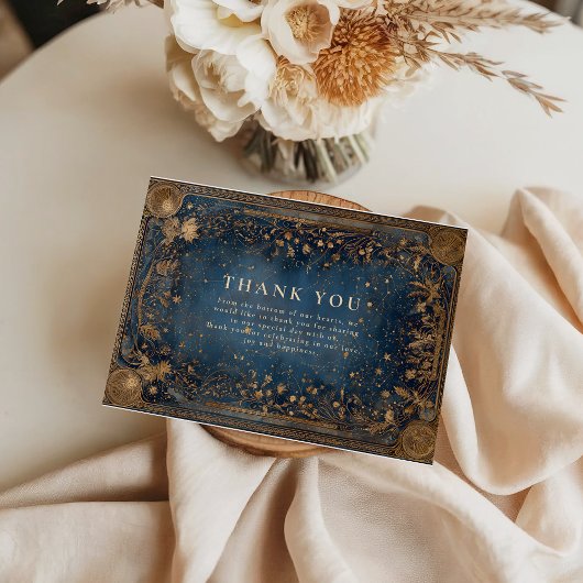 Midnight Celestial Baroque Wedding Dankeskarte