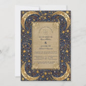 Midnight Celestial Baroque Wedding Einladung (Vorderseite)