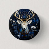 Midnight Celestial Floral Gothic Deer Button (Vorderseite)