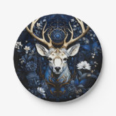 Midnight Celestial Floral Gothic Deer  Pappteller (Vorderseite)