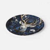 Midnight Celestial Floral Gothic Deer  Pappteller (Schrägansicht)