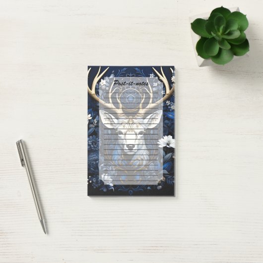 Midnight Celestial Floral Gothic Deer Post-it Klebezettel (Büro)