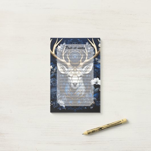 Midnight Celestial Floral Gothic Deer  Post-it Klebezettel (Auf Schreibtisch)