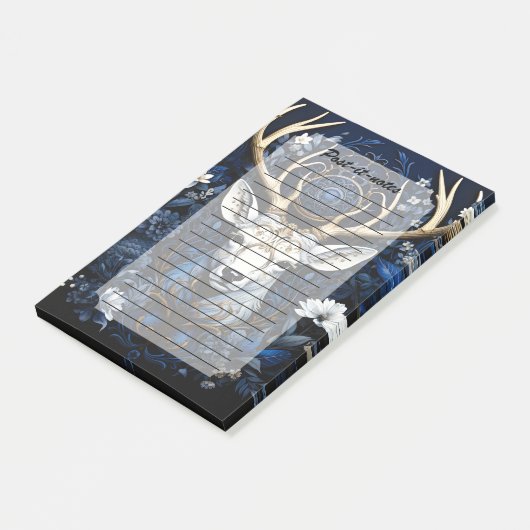 Midnight Celestial Floral Gothic Deer  Post-it Klebezettel (angewinkelt)
