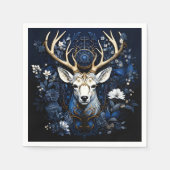 Midnight Celestial Floral Gothic Deer  Serviette (Vorderseite)