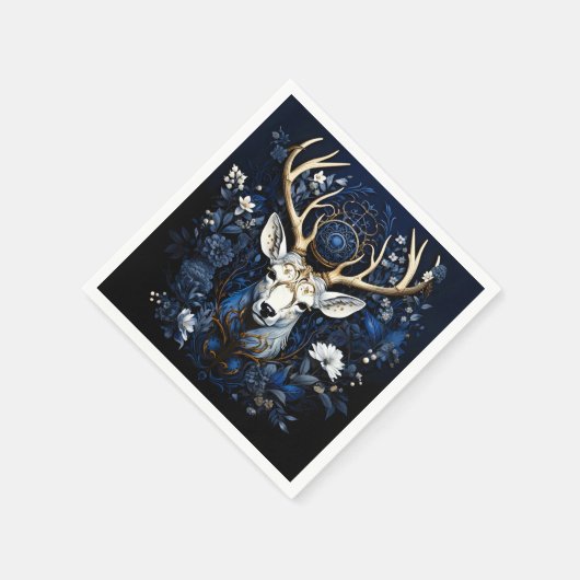 Midnight Celestial Floral Gothic Deer  Serviette (Ecke)