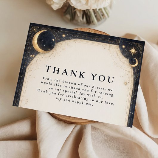 Midnight Celestial Garden Wedding Dankeskarte