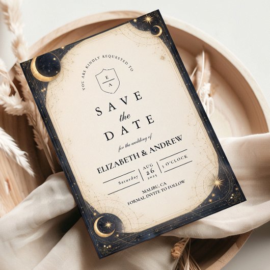 Midnight Celestial Garden Wedding Save The Date