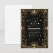 Midnight Celestial Luxe Wedding RSVP Karte (Vorne/Hinten)