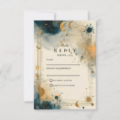 Midnight Celestial Wedding RSVP Karte (Vorderseite)