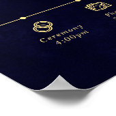 Midnight Celestial Wedding Timeline Welcome Poster (Ecke)