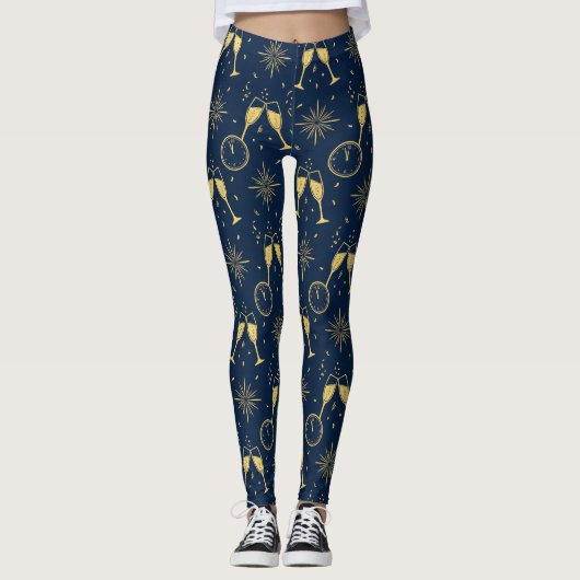 Midnight Champagne Toast New Year's Eve Leggings (Vorderseite)