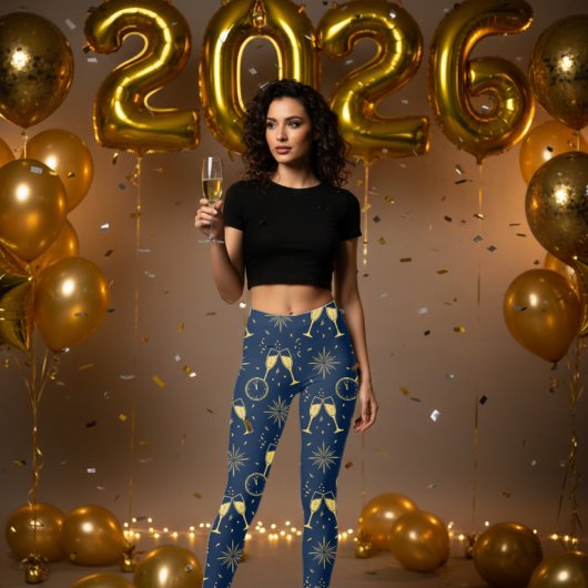 Midnight Champagne Toast New Year's Eve Leggings