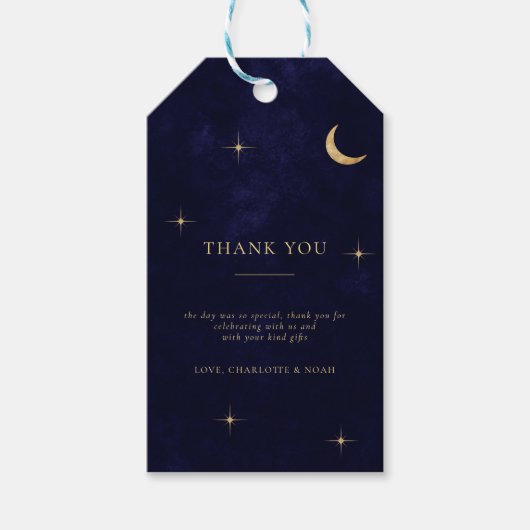 Midnight Classic Gold Moon Stars Wedding Vielen Da Geschenkanhänger (Vorderseite)