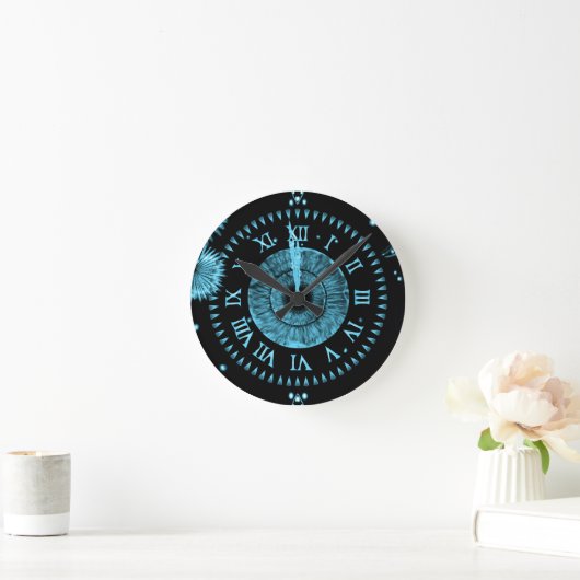 Midnight Clock Light Blue Runde Wanduhr (Zuhause)