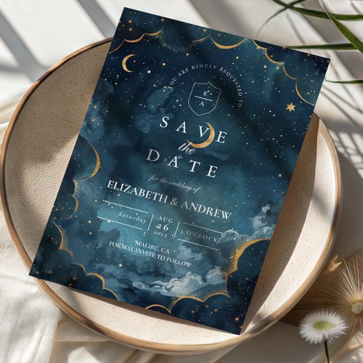 Midnight Constellation Floral Wedding Save The Date