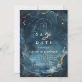 Midnight Constellation Floral Wedding Save The Date (Vorderseite)