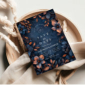 Midnight Copper Floral Wedding Save The Date