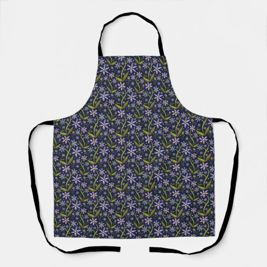 Midnight | Dancing Watercolor Daisies Apron Schürze (Vorderseite)