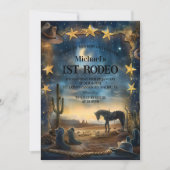 Midnight Desert Cowboy 1. Geburtstagsrodeo Einladung (Vorderseite)