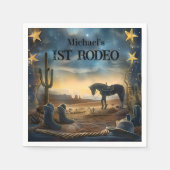 Midnight Desert Cowboy 1. Geburtstagsrodeo Serviette (Vorderseite)