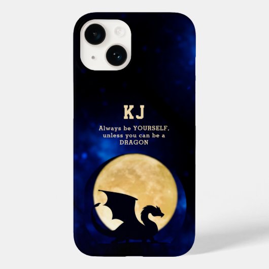 Midnight-Drache Minimalistische Anfangsbuchstaben Case-Mate iPhone Hülle (Rückseite)