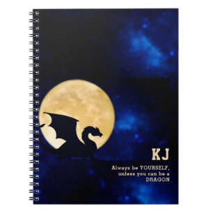 Midnight-Drache Minimalistische Anfangsbuchstaben Notizblock