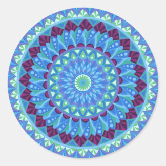 Midnight Dreams Mandala Blau Boho Ästhetik Runder Aufkleber