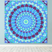 Midnight Dreams Mandala Blau Boho Leinwanddruck (Insitu (Holzboden))