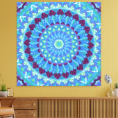 Midnight Dreams Mandala Blau Boho Leinwanddruck (Insitu (Wohnzimmer))