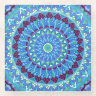 Midnight Dreams Mandala Blau Boho Trinkglas Glasuntersetzer