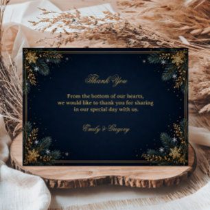 Midnight Evergreen Golden Winter Charm Dankeskarte