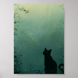 Midnight Familiar – Fantasy Art with Cat Poster