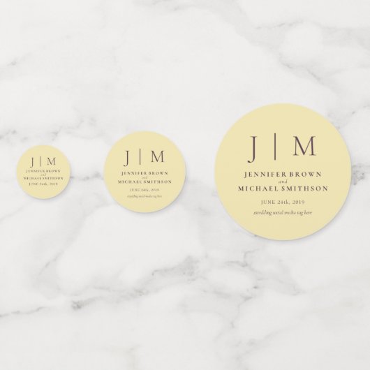 Midnight Fig & Champagne Monogram Classic Wedding Konfetti (Rückseiten)