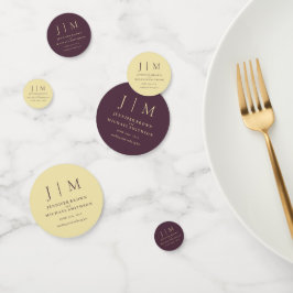 Midnight Fig & Champagne Monogram Classic Wedding Konfetti