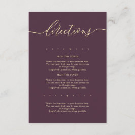 Midnight Fig & Champagne Simple Wedding Directions Begleitkarte