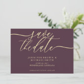 Midnight Fig & Champagne Wedding Save Date Photo Save The Date (Stehend Vorderseite)