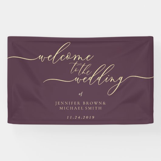 Midnight Fig & Champagne Welcome to the Wedding Banner (Horizontal)