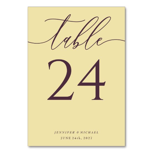 Midnight Fig Simple Elegant Seating Tischnummer (Rückseite)