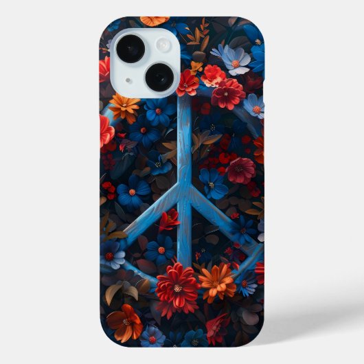 Midnight Floral Peace Symbol Phone Case (Rückseite)