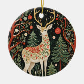 Midnight Forest Christmas Deer Keramik Ornament (Vorne)