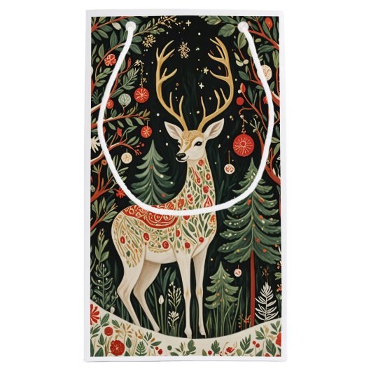 Midnight Forest Christmas Deer Kleine Geschenktüte (Rückseite)